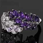 Amethyst Olive Branch Design Silver RingRing