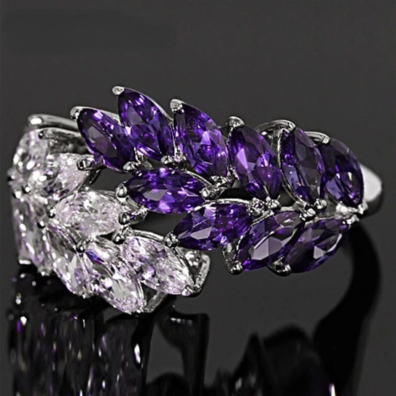 Amethyst Olive Branch Design Silver RingRing