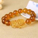 Feng Shui Citrine Yellow Crystal Pi Yao Pi Xiu Xie Bracelet For WealthBracelet