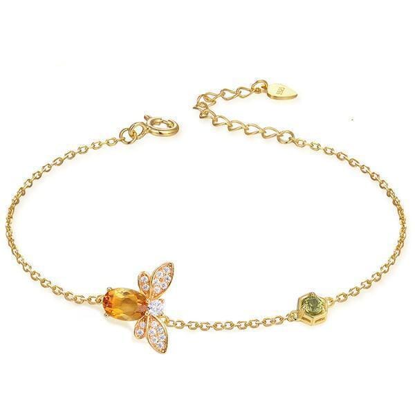 Bee Citrine Charm Bracelet - 925 Sterling SilverBracelet