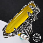 Amber Sterling Silver Ring S925 Fine Jewelry - ResizeableRing