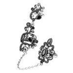 Flower Vintage Turkish Mid RingRingSilver Black
