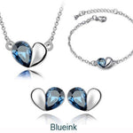 Charm Crystal Heart Blue Topaz, Pink Sapphire, Peridot, Amethyst Jewelry Set
