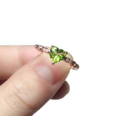 Daily Wear 6mm Heart Shape Peridot Ring - 925 Sterling SilverRing