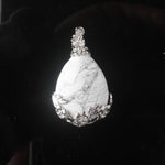 Teardrop Inlaid Flower Pendant Natural Healing Crystal (PENDANT ONLY)NecklaceWhite Turquoise