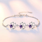 Simple Lucky Leaves Amethyst Bracelet - 925 Sterling SilverBracelet