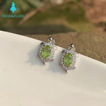 100% Genuine Natural Peridot Turtle Stud Earrings - 925 Sterling SilverEarrings