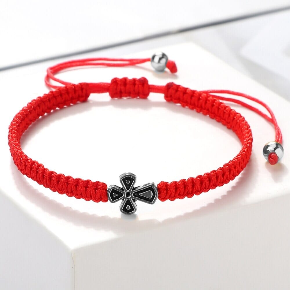 WWJD Cross Adjustable Handmade Knots BraceletBraceletred rope