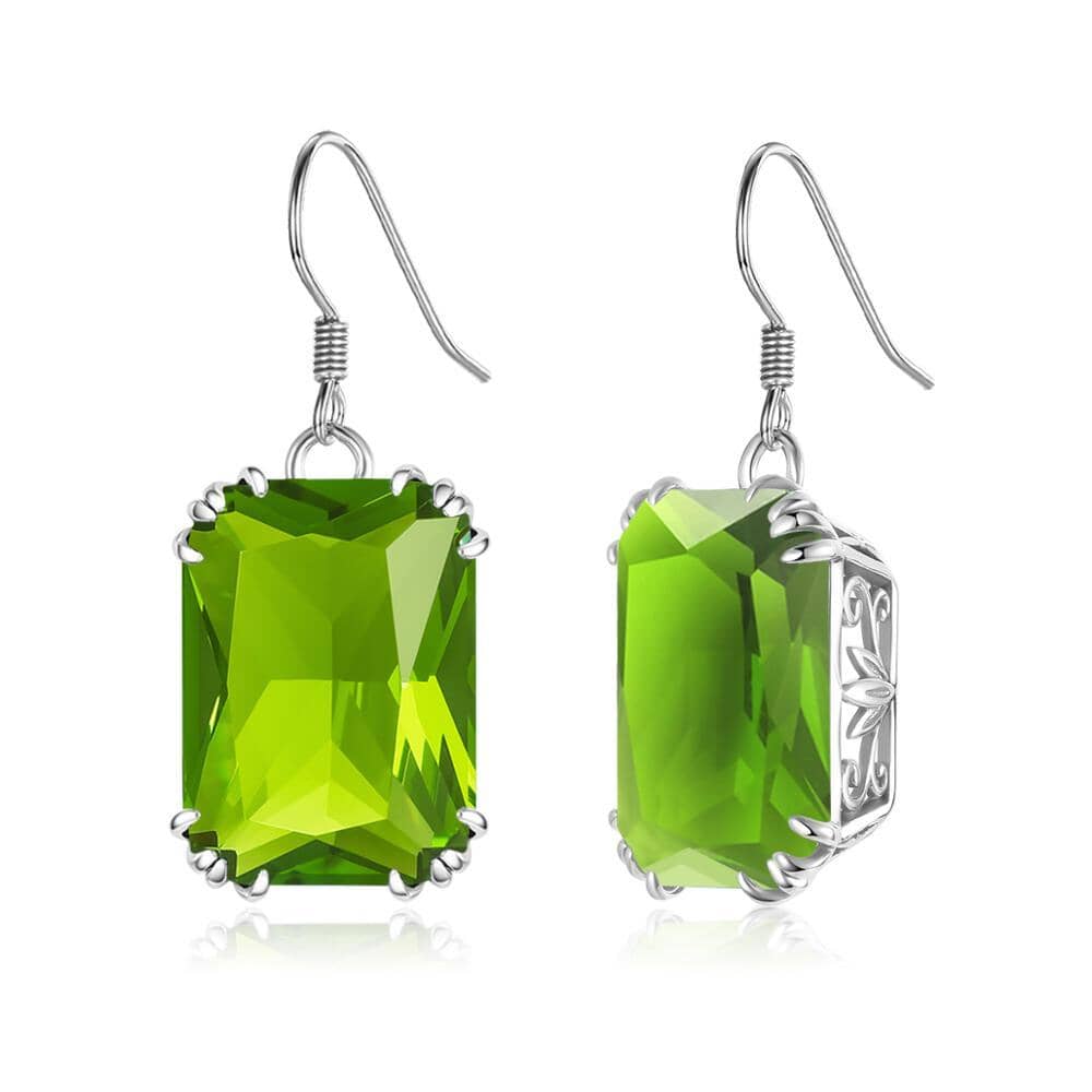 Natural Peridot Long 925 Sterling Silver EarringsEarrings