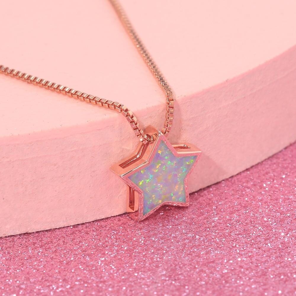 White Fire Opal Fallen Star Pendant (No Chain)Pendant