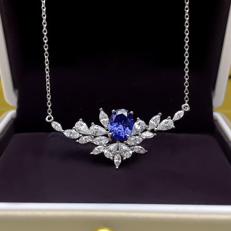 Leaf Sapphire Necklace - 925 Sterling SilverNecklace