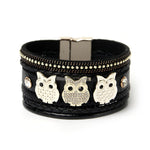 Rhinestone Owl Magnetic Buckle BraceletBraceletblack