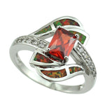 Orange Fire Opal Diamonds RingRing
