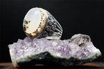 Retro Engraving Diamond Ink Moonstone MenRing
