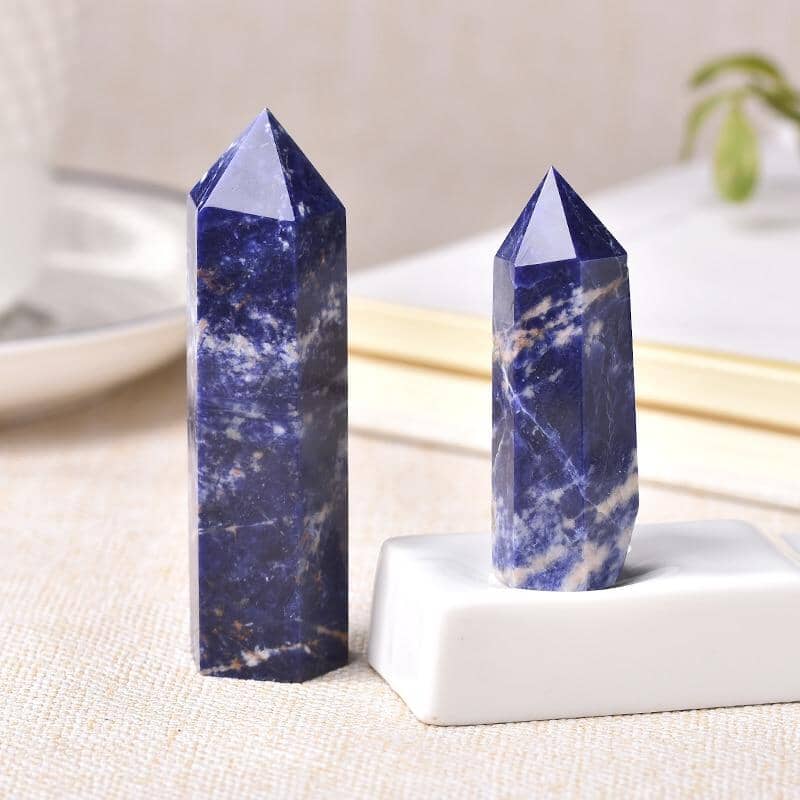 1pc Natural Crystal Point Sodalite Healing Obelisk WandWand