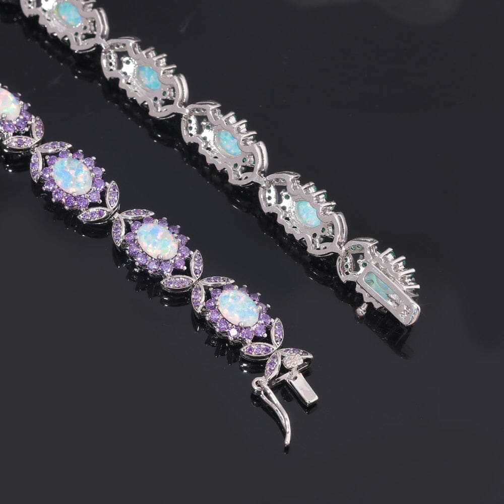White Fire Opal and Amethyst Boho BraceletBracelet