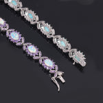 White Fire Opal and Amethyst Boho BraceletBracelet