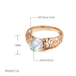 Fancy Moonstone Hollow Pattern Ring - 585 Rose GoldRing