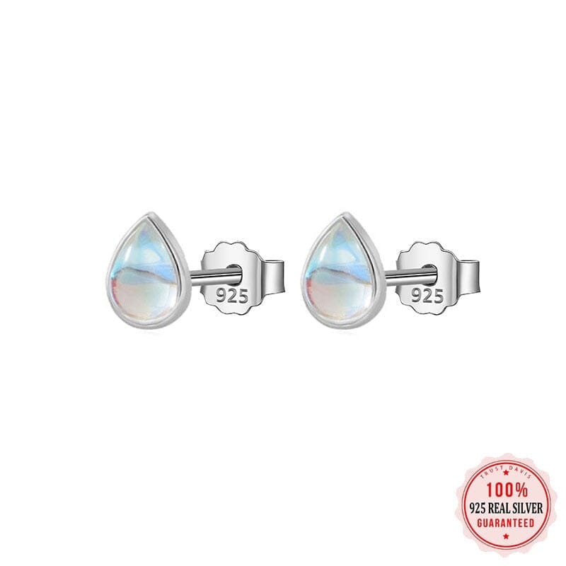 Cute Water Drop Moonstone Stud Earrings - 925 Sterling SilverEarrings