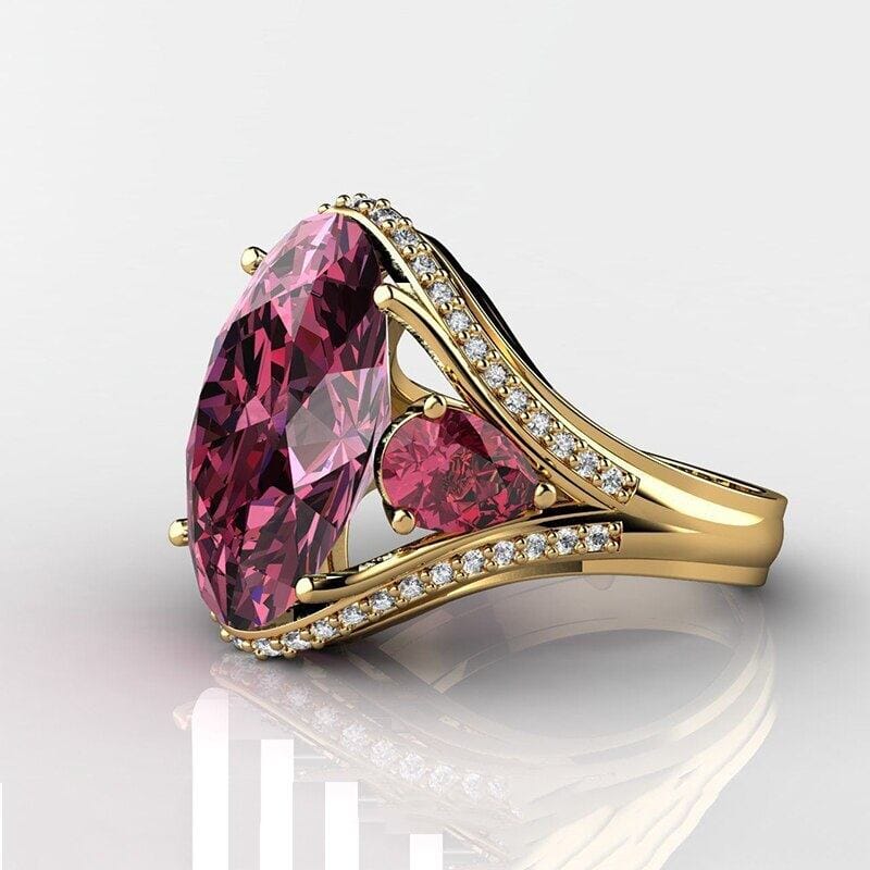 Luxury Female Big Oval Olive Green Peridot RingRing6Dark Pink