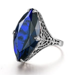 Huge Elegant Emerald Ruby Sapphire Ring - 925 Sterling SilverRing