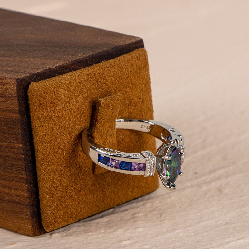 Party Jewelry Fire Mystic Topaz Ring - 925 Sterling SilverRing