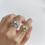 Unique Moonstone Flower Adjustable Ring - 925 Sterling SilverRing