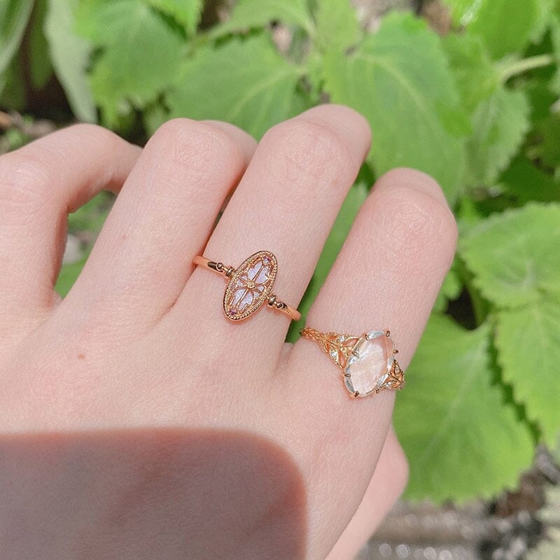 Hollow Carved Amethyst Reversible Ring - 925 Sterling SilverRing