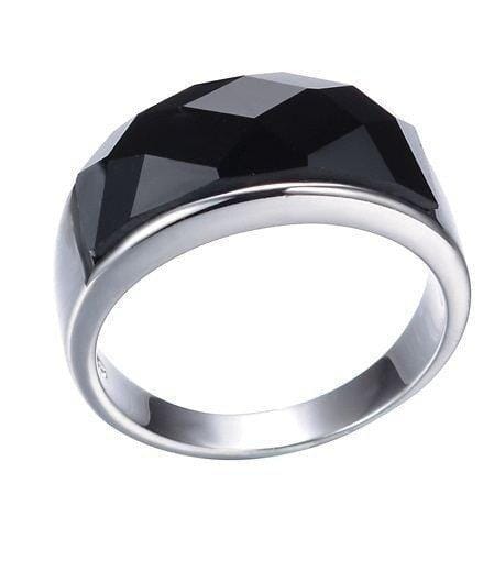 High Quality Black Agate Gem Stone 925 Sterling Silver Men RingRing