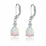Boho Pink & White Fire Opal Dangle EarringsEarrings
