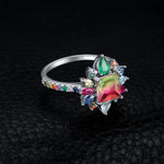 4.6ct Nano Simulated Watermelon Tourmaline - 925 Sterling SilverRing