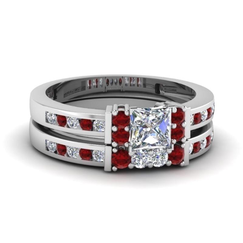 Brown and Red Wood Grain Couple RingsRing