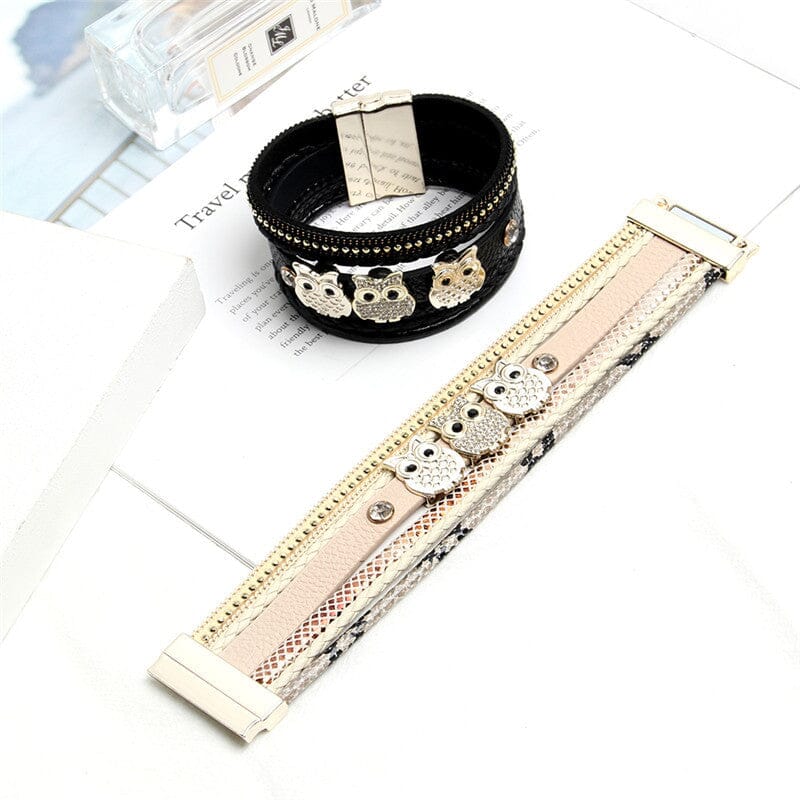 Rhinestone Owl Magnetic Buckle BraceletBracelet