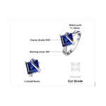 3.3ct Square Created Blue Sapphire Ring - 925 Sterling SilverRing