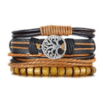 4Pcs/Set Braided Wrap Leather Bracelets for MenBracelet