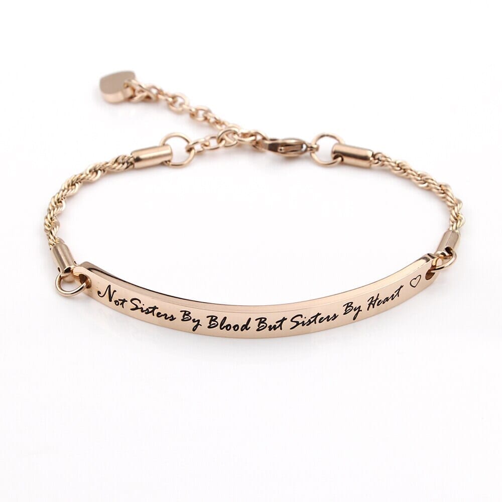 Not Sisters By Blood But Sisters By Heart BraceletBraceletRose Gold Color