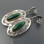 Antique Oval Malachite Dangle EarringsEarrings