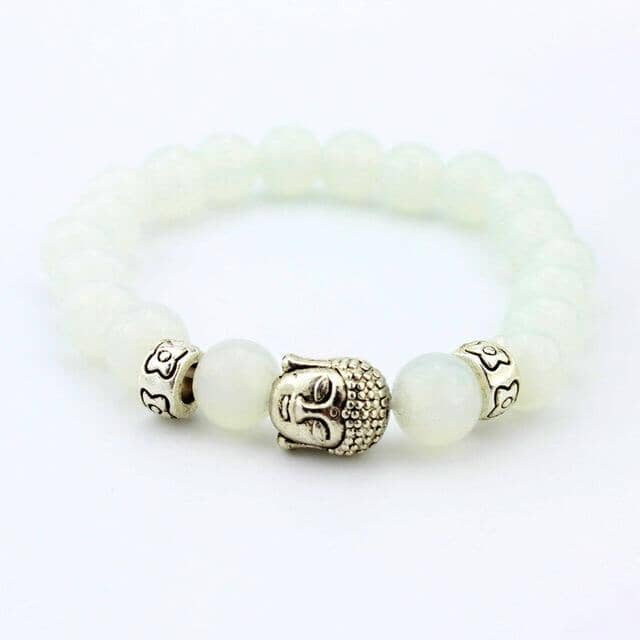 Black Lava Stones Lucky Charm Buddha Reiki BraceletBraceletWhite
