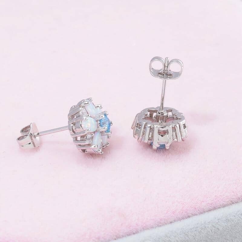 White Fire Opal Stud EarringsEarrings