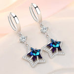 Fashion Blue Sapphire Star Crystal Drop Earrings - 925 Sterling SilverEarrings