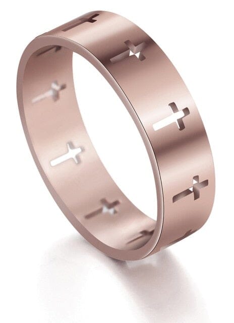 Hollow Cross Personality Punk Finger RingRing19mmRose Gold