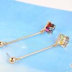 Lovely Fashion Square Color Crystal Dangle EarringsEarrings