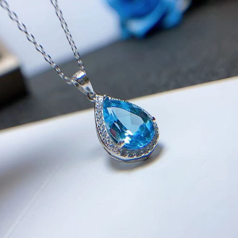 Blue Topaz Pendant 925 Sterling Silver - Main Image