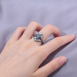 Rainbow Mystic Topaz and White Fire Opal Geometric RingRing