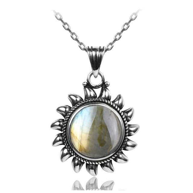 Natural Labradorite Sun Necklace - 925 Sterling SilverNecklace
