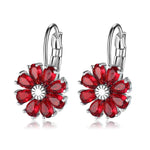 Cubic Zirconia Flower EarringsEarringsRed