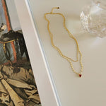 European Simple Red Heart Ruby Pendant NecklaceNecklace