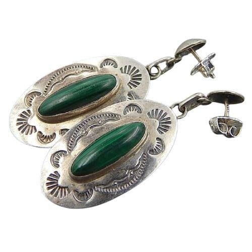 Antique Oval Malachite Dangle EarringsEarrings