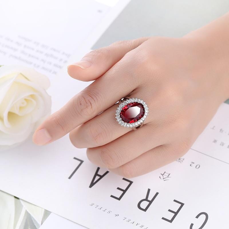 Trendy Oval Gemstones Ring - 925 Sterling SilverRing