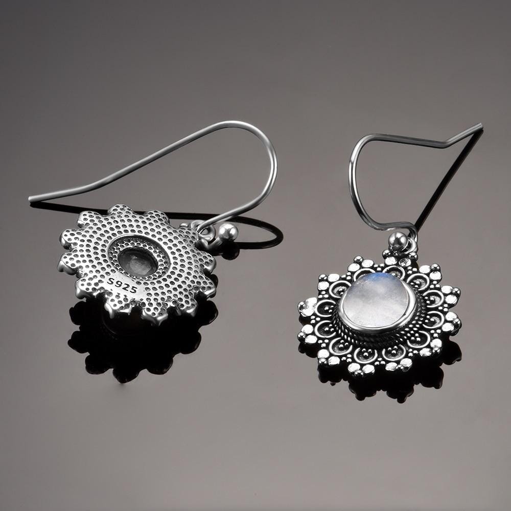 Natural Vintage Moonstone Round Earrings - 925 Sterling SilverEarrings
